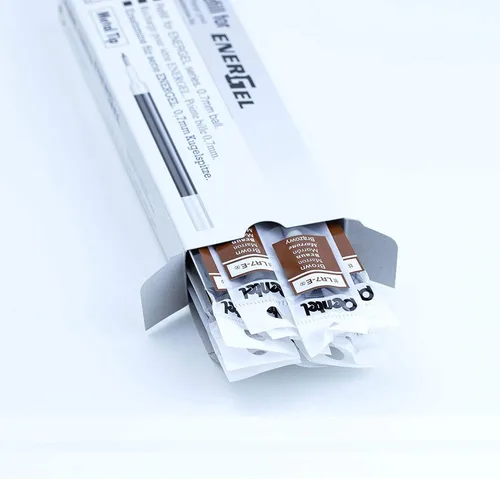Miniatura 6 de Tinta de repuesto Pentel para bolígrafo de gel retráctil EnerGel RTX, paquete de 12, 0.7mm, punta media, marrón (LR7-E)