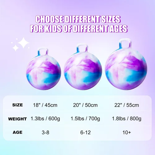 Miniatura 6 de ZOOJOY Hopper Ball, juguetes de salto para niños, pelota inflable de 18 pulgadas con asa para niños y niñas de 3 a 8 años, juguete inflable