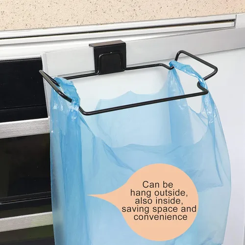 Miniatura 4 de Soporte Grande de Acero Inoxidable para Bolsas de Basura para Puertas y Armarios de Cocina, Negro