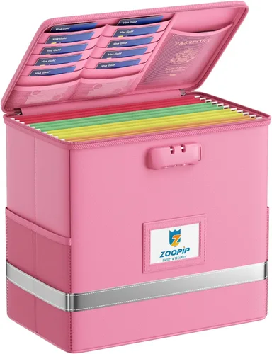 Miniatura 11 de Caja de archivos ignífuga con cerradura, organizador de almacenamiento de caja de documentos, adecuado para colgar carpetas de archivos