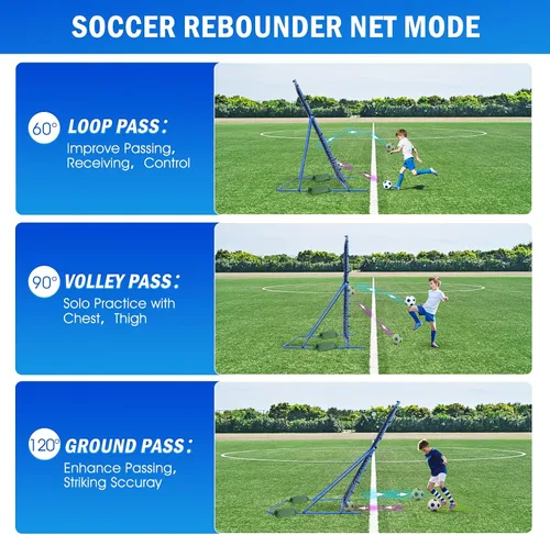 Miniatura 3 de Soccer Baseball Rebounder Net, Soccer Goal Net, Volleyball Softball Rebound Pitchback Net Quick-Switch Angle Training for Control, Passing Practice