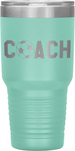 Miniatura 15 de Vaso de entrenador de fútbol, regalo de entrenador de fútbol, 30 onzas, con aislamiento, grabado de acero inoxidable, color negro