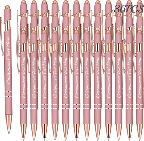 Miniatura 49 de Aolun 108 bolígrafos personalizados al por mayor con stylus grabado, bolígrafos personalizados, metal suave al tacto, grabado de nombre, logotipo