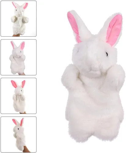 Miniatura 3 de Marionetas de mano de conejo de peluche para niños, adorables títeres de mano de animales para contar historias, juego imaginativo e interacción