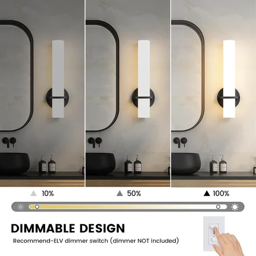 Miniatura 6 de AIJIASI Aplique de Pared - 15 pulgadas Modernas Lámparas de Baño Negras para Pared Apliques de Pared Juego de Dos Apliques LED Regulables