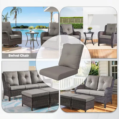 Miniatura 6 de Rilyson Cojines de patio para muebles de exterior, 22 x 24 pulgadas, respaldo alto y asiento profundo, cojín de exterior para sillas de patio, sofá