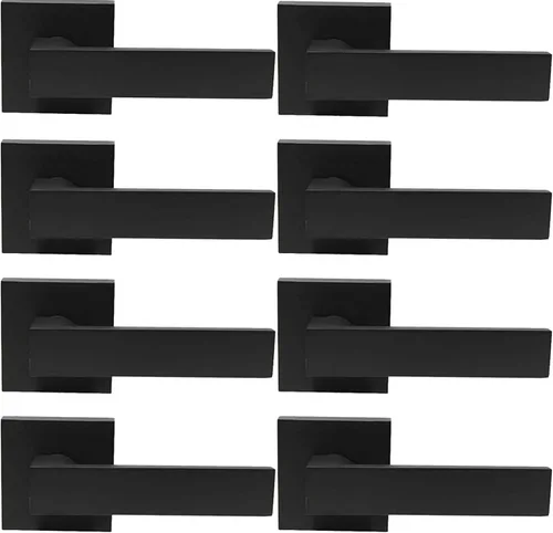 Miniatura 43 de Probrico Paquete de 4 manijas de puerta simuladas en negro mate, manijas interiores que no giran, manijas reversibles resistentes para interiores