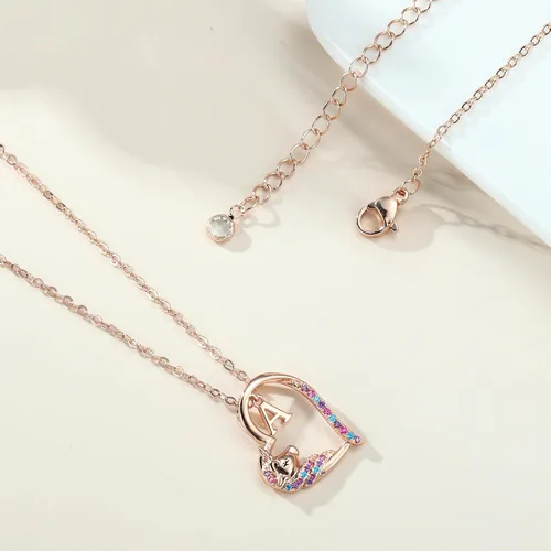 Miniatura 6 de Anoup Collar con inicial de unicornio, chapado en oro de 14 quilates, hipoalergénico con circonita cúbica, colgante de diamante simulado, joyería