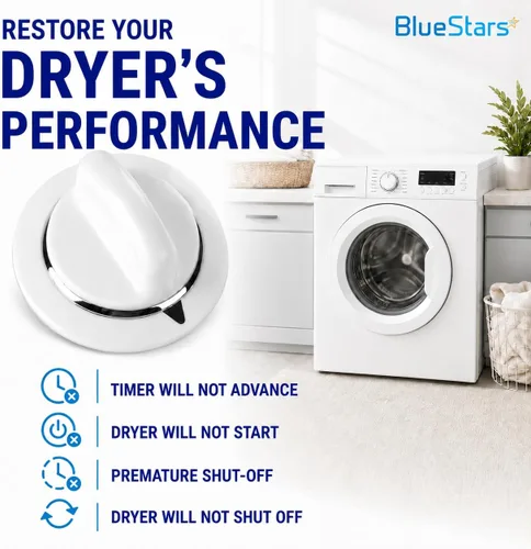 Miniatura 5 de BlueStars WE1M654 - Pomo temporizador para secadora con anillo de metal reforzado, compatible con secadores GE y Hotpoint, reemplaza a AP3995098