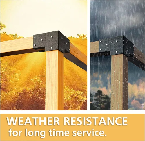 Miniatura 5 de Eapele Kit de pérgola Soportes de esquina para postes de madera de 4x4 (3.5 pulgadas x 3.5 pulgadas), acero recubierto en polvo, ángulo de 90° de 3