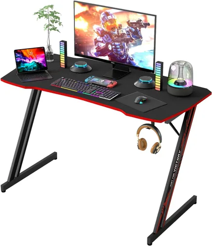 Miniatura 10 de BestOffice Escritorio para juegos de 35 pulgadas, escritorio para computadora de PC, estación de trabajo en forma de Z, mesa de trabajo ergonómica