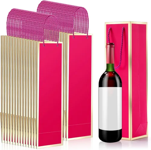 Miniatura 9 de Mimorou Paquete de 50 bolsas de regalo de vino a granel, bolsas para botellas de vino con asas, 13.8 x 3.8 x 3.8 pulgadas, reutilizables, con Negro