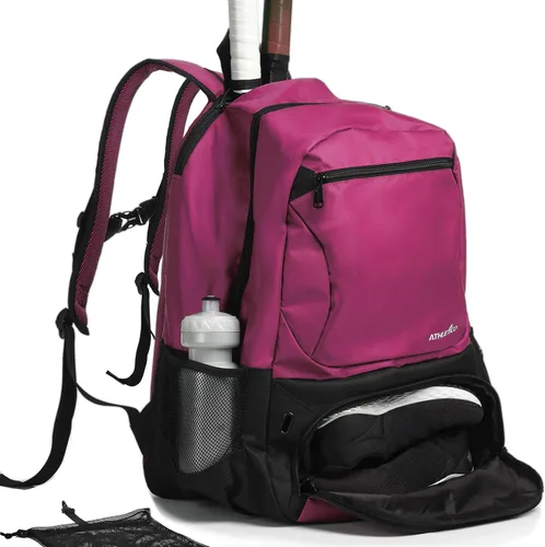 Miniatura 11 de Athletico Mochila de tenis Premier – Bolsa de tenis con capacidad para 2 raquetas en compartimento acolchado Compartimento ventilado separado