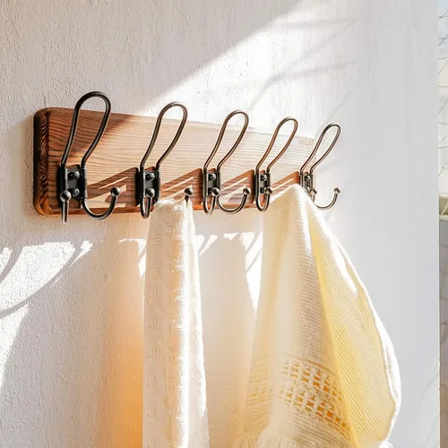 Miniatura 7 de Dseap Perchero de Pared Montado - Perchero Resistente de Granja Rústico de Pared con 5 Ganchos de Alambre para Ropa, Sombrero, Chaqueta, Toalla