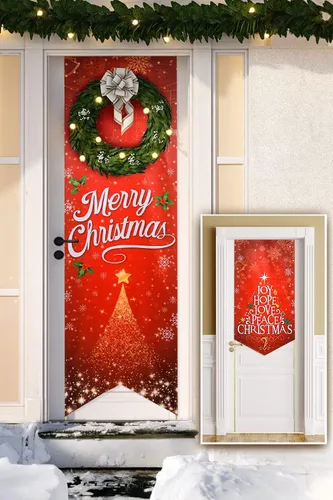 Cartel de puerta de Feliz Navidad. Letrero colgante de porche delantero de Navidad, decoración al aire libre, jardín exterior, pared interior, patio