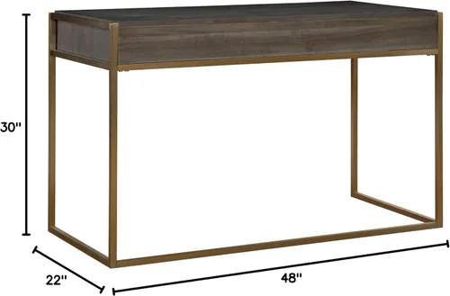 Miniatura 2 de Uttermost Taja - Escritorio moderno de madera y acero inoxidable en latón/tono de madera