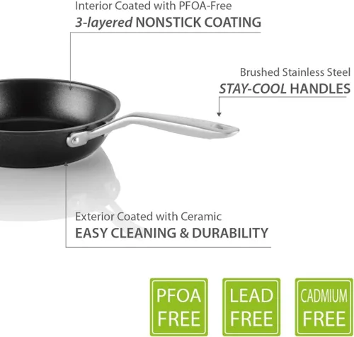 Miniatura 7 de Colección Onyx de TECHEF con nuevo revestimiento antiadherente de teflón platinum (PFOA)., 8", Negro