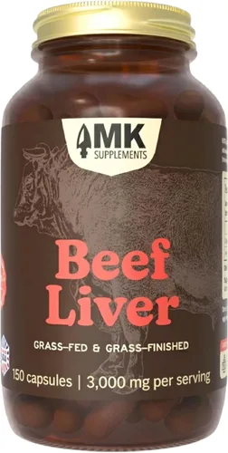 MK Supplements Suplemento de hígado de res alimentado con pasto, apoya la producción de energía, desintoxicación, digestión, inmunidad y bienestar