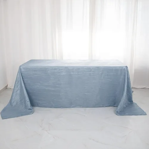 Miniatura 42 de Tableclothsfactory Mantel rectangular de tafetán arrugado de acordeón azul polvoriento, de 60 x 102 pulgadas, perfecto para ceremonias de boda