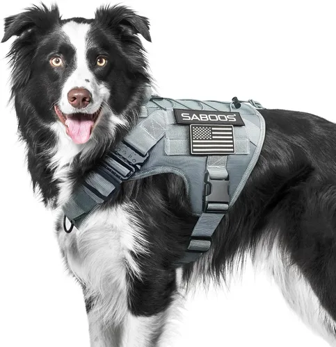 Miniatura 11 de Arnés militar para perro, sin tirones, con asa y Molle, de fácil control, arnés para perro, arnés de entrenamiento para caminar, ajustable, Verde