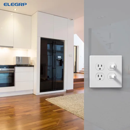 Miniatura 5 de ELEGRP Placas de pared dúplex sin tornillos de 2 segmentos, cubierta frontal termoplástica irrompible de tamaño mediano para toma de corriente Mate