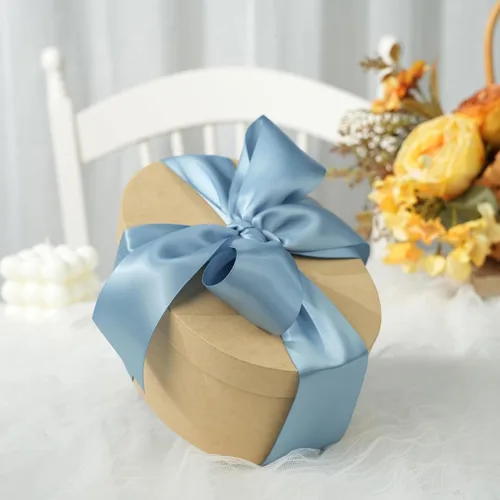 Miniatura 4 de Cinta de satén azul polvoriento, seda azul francés de 2 pulgadas para árbol de Navidad y ramo de boda, 25 yardas Azul empolvado