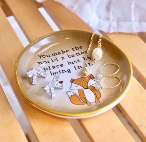 Miniatura 4 de Regalo para mamá, soporte para platos de anillo de zorro, haces del mundo un mejor lugar en él, regalo del día de la madre, regalos para mamá
