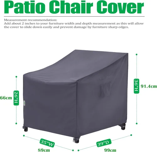 Miniatura 2 de F&J Outdoors Fundas para Sillas de Patio, Funda para Silla de Descanso de Asiento Profundo y Silla de Comedor, De Alta Resistencia, Impermeable, Gris