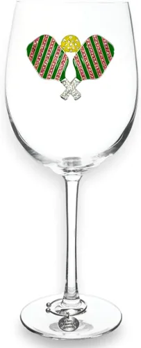 Miniatura 7 de THE QUEENS' JEWELS Copa de vino con tallo con joyas de pelota de tenis, 21 onzas, regalo único para mujeres, cumpleaños, lindo, divertido, sin