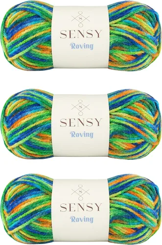 Miniatura 21 de Sensy Roving - Ovillo de lana multicolor, 3.5 onzas, 132 yardas, calibre 5, voluminoso (otoño)