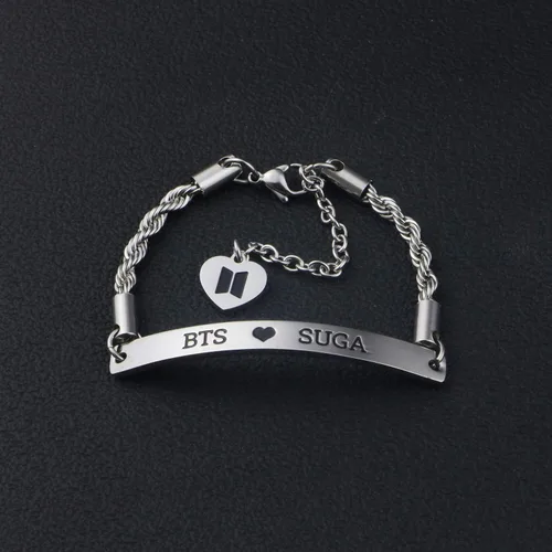 Miniatura 2 de WENATA Kpop Bangtan - Pulsera de cadena para niños con texto en inglés "To Love Yourself Army SUGA J-Hope JIN V Jimin RM JK, pulsera de cadena