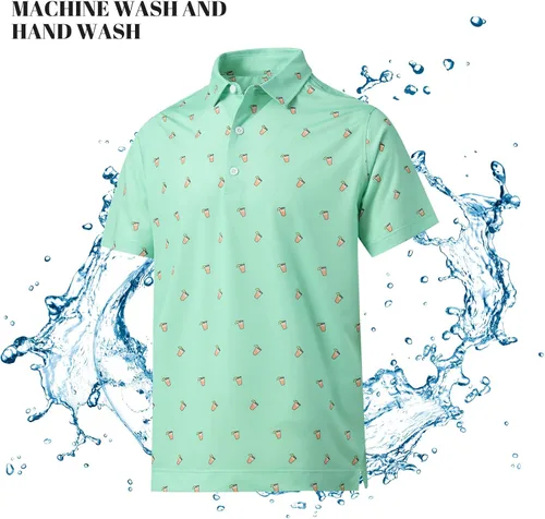 Miniatura 7 de DEOLAX Polo para hombre que absorbe la humedad ajuste seco rendimiento para hombre ajuste regular estampado de moda polo de manga corta
