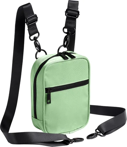 Bolso bandolera para mujer, de viaje, multiposición, con 2 correas ajustables de 1.5 L, Verde, Bandolera