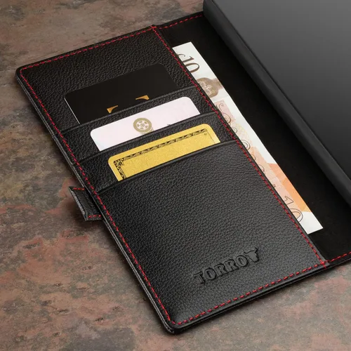 Miniatura 4 de TORRO Funda compatible con Samsung Galaxy S23 Ultra 5G – Funda de cuero premium tipo cartera con función atril y ranuras para tarjetas (negro)