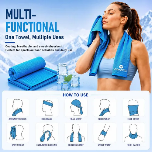 Miniatura 4 de YQXCC Paquete de 4 toallas refrescantes de 40 x 12 pulgadas, toallas de hielo de microfibra para cuello y cara, trapos suaves y transpirables para 2