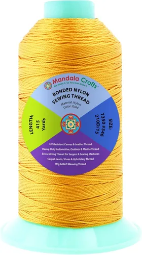 Miniatura 146 de Mandala Crafts - Hilo de nailon para coser cuero, tapicería, mezclilla y para trenzar el pelo; resistente, 1500 yardas, tamaño 69 T70 Marrón