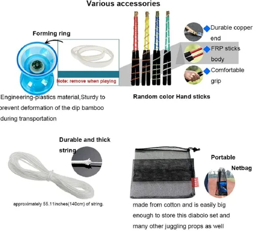 Miniatura 5 de Juego de yoyo diábolo chino – Triple rodamiento LED Diábolo yoyos juguetes malabares con palos de diablo, cuerda y bolsa de red, más fácil de Azul