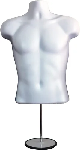 Maniquí masculino de torso con soporte de metal, parte trasera hueca, cuerpo apilable, forma de vestido para exhibición de camisetas, mostrador,