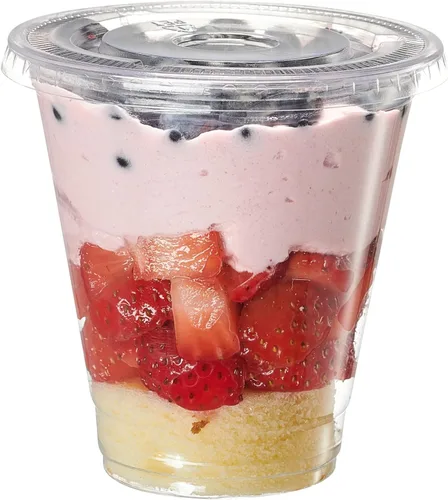 Miniatura 11 de GUSTO [9 oz. - 50 Vasos de Plástico Transparente con Tapas Planas (Sin Agujero), Vasos para Fruta con Tapas para Fiestas - Perfectos para Batidos, 9