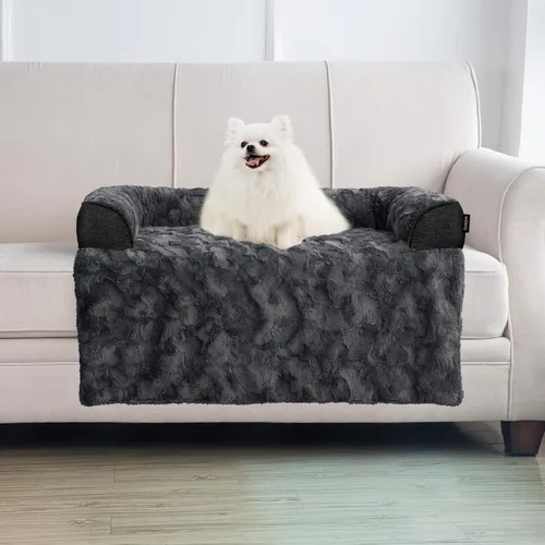 Miniatura 9 de Cama calmante para perros grande para sofá, funda de sofá extraíble de 41 x 37 pulgadas para perros, lavable, antideslizante y esponjosa de felpa
