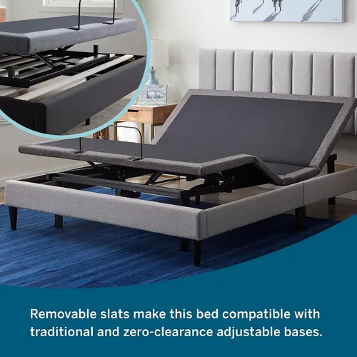 Miniatura 4 de Lucid - Cama de plataforma tapizada con un cabecero tapizado, de madera resistente, no requiere somier Negro