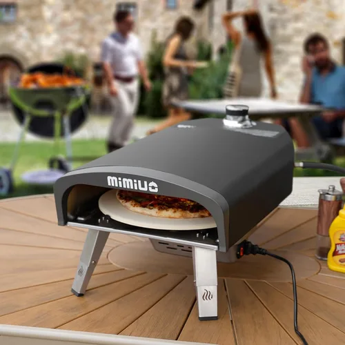 Miniatura 9 de Mimiuo Horno de pizza de gas para exteriores con piedra giratoria automática para pizza, hornos de pizza de propano portátiles de 14 pulgadas