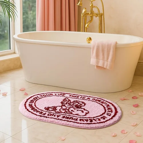 Miniatura 5 de TRUEDAYS Alfombra de baño de ángel rosa, suave, antideslizante, absorbente, rosa, diseño de boceto, elegante, decoración de querubines, para baño