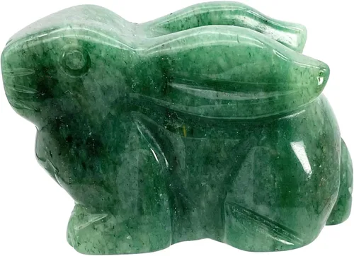Miniatura 8 de Estatua de conejo sentado de piedra de sangre natural de África de 2 pulgadas, escultura decorativa de Fengshui para decoración del hogar, cristal