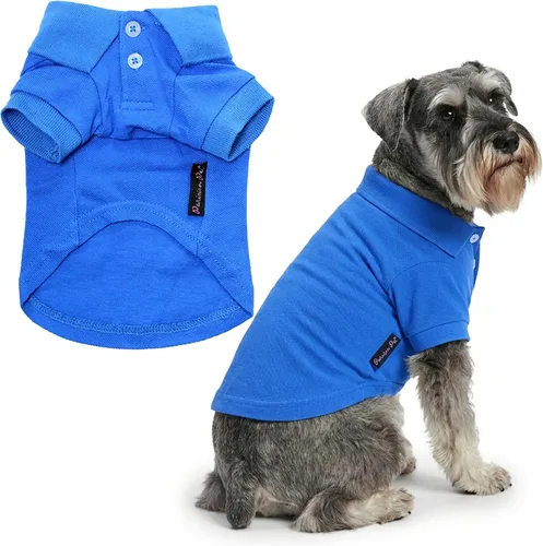 Miniatura 26 de Parisian Pet Polo para perro – Camisa de algodón transpirable en amarillo sólido – Ropa de verano tipo pullover con cuello abotonado para perros