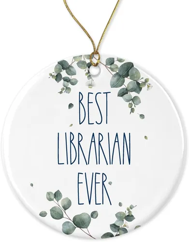 DiandDesignGift Adorno de bibliotecario, adorno de mejor bibliotecario de Navidad, regalo para bibliotecario, regalo de cumpleaños, aniversario,