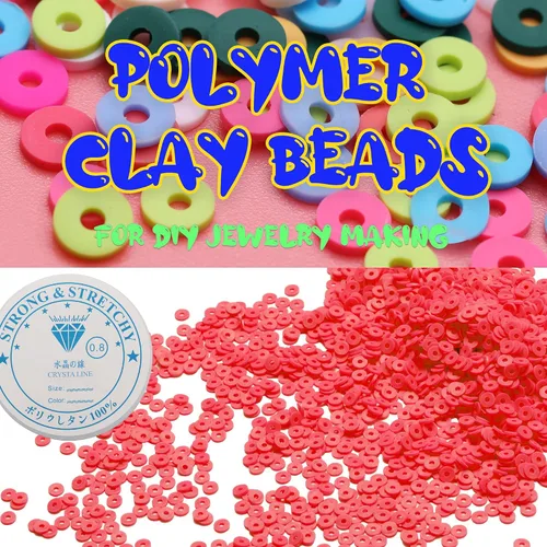 Miniatura 3 de 4000 cuentas de arcilla para hacer pulseras, espaciador de polímero, plano para manualidades, joyas, collares, aretes, kit de fabricación de aretes