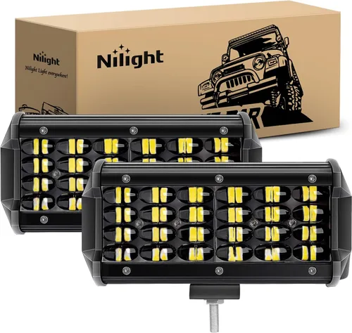 Nilight 18024C-A barra de 20 pulgadas 420w, combo de punto de inundación de triple fila 42000LM, barra con luces LED para todoterreno o para camiones