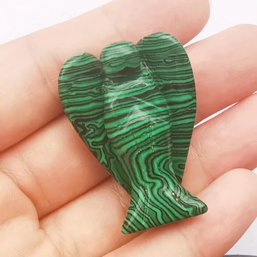Miniatura 12 de Estatua de ángel guardián de oración de cristal curativo de jade verde natural, 1.5 pulgadas, tallado en bolsillo, figuras de piedra de palma