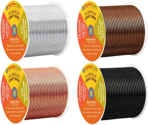 Miniatura 233 de Mandala Crafts - Alambre de aluminio anodizado de 8 calibre para hacer joyas - 9.75 m de alambre flexible negro colorido - Flexible para bonsái